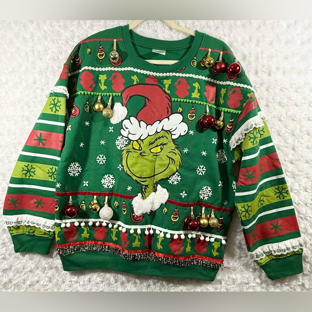Ugly Sweatshirt Turned Uglier The‎ Grinch Green Ugly Christmas Sweatshirt